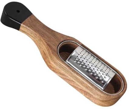 misppro Käsereibe mit Behälter und Holzgriff - Kompaktes Küchenutensil für Käse, Schokolade und mehr - 27,5 cm