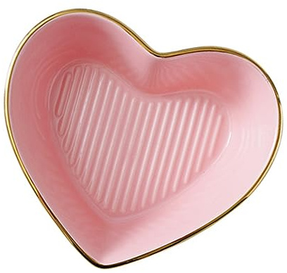 PartyKindom Pink Ceramic Heart Shape Salad Bowl with Lid, Nordic Style Multi-Functional Serving Bowl for Fruits and Soup, for Family Gatherings and Bars