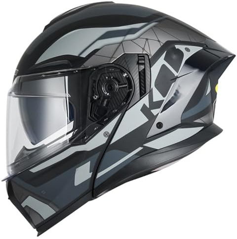 Klapphelm Integriert Motorradhelm DOTECE Zertifiziert Integralhelm Erwachsener Motocross Helm Mit Doppelvisier Scooter Roller Moped Vollvisierhelm Für Frauen Und Männer J,XXL:63-64CM