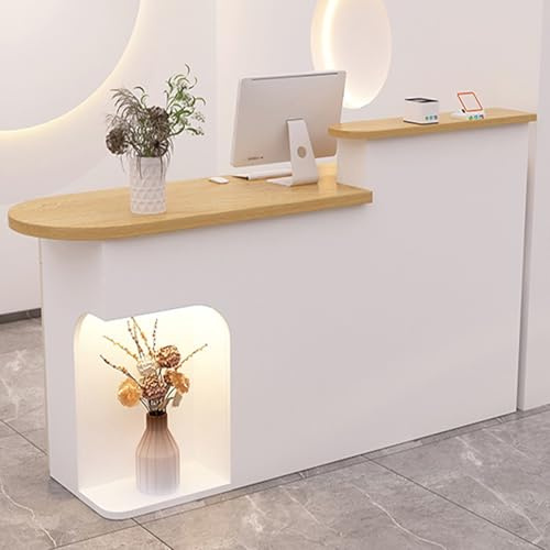 Bancone per Reception, bancone per Reception, bancone Frontale, bancone per Reception con cassetti con Serratura, Tavolo per Reception per Salone, Sala ricevimenti, Ufficio Cassa (Lunghezza