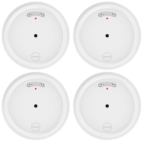 WIOONI 4Pack Wassermelder WLAN mit Batterie, IP66 Wassersensor, 80dB Wasseralarm Kompatibel mit Tuya/Smart Life App, Wasserwächter für Küchen, Bäder, Keller