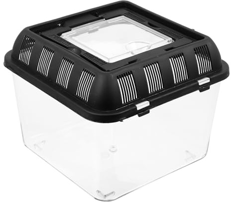 TOYANDONA Plastic Reptile Anti-Escape Case with Ventilation for Snake Tarantula Gecko, 8X8X6.7 Inch Portable Enclosure for Small Pets