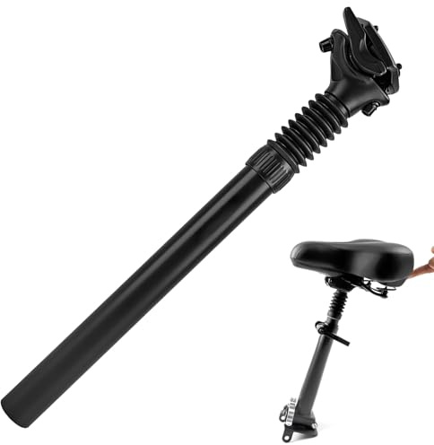 Halorin Spring Fjädersadelstöd, 27,2 mm fjädrad sadelstolpe av aluminium, cykelsadelstång, cykelsadel med stång, 350 mm längd, justerbar dämpning för e-cykel-vikcykel, MTB, downhill