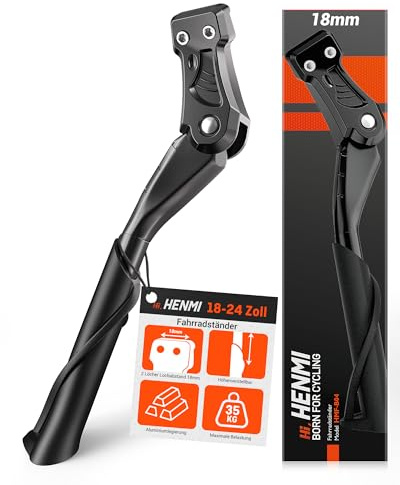 HENMI Fahrradständer Kinderfahrrad Ständer,Höhenverstellbar Fahrrad Ständer Kinder,rutschfest Stabil Fahrradständer für Mountainbike, Rennrad (18mm 2 Löchern Kinder Fahrradständer 18-24 Zoll)