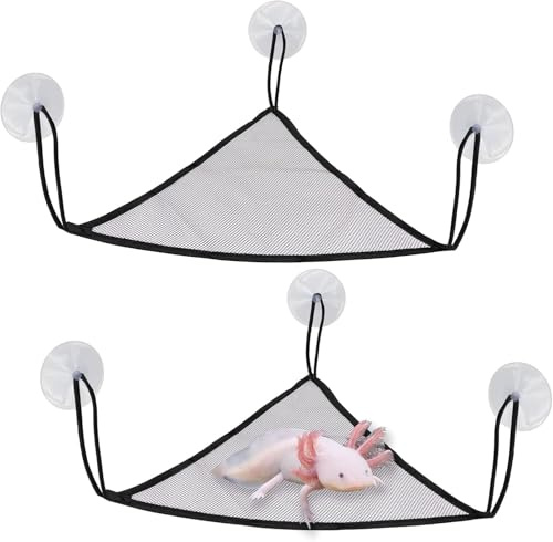2 Pcs Axolotl Hängematte für Aquarium Eidechsen-Aquarium-Hängematte | Bartagamen Axolotl Zubehör mit Großem Saugnapf und Haltegurt,Geeignet für Geckos, Bartagamen, und Chamäleons