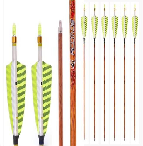 PHILOCS 12 Stück Holzoberfläche Pure-Carbon-Pfeile ID 6,2 mm Spine 350 400 500 600 700 800 mit 5 Zoll Streifen Truthahnfeder Jagdpfeil