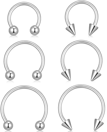 6pcs Septum Piercing Jewellery 16g Septum Rings Horseshoe Nose Ring