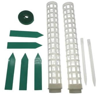 BEAZOOM Kit de bâtons de mousse blanche pour plantes grimpantes, lot de 2 colonnes de support empilables avec piquets et attaches pour monstera, pothos, lierre
