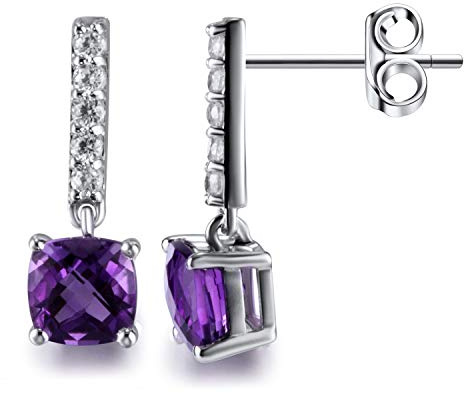 Smycken Naturlig Ametist Diamantörhängen Kvinnor S925 Sterling Middag Temperament