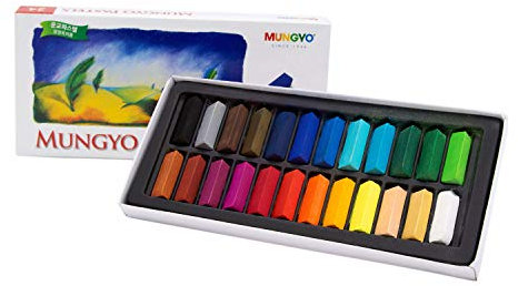 Non Toxic Soft Pastel Set of 24 Assorted Colors Square Chalk by Mungyo Pastel 24