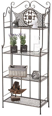 CLP Anika stabiles Standregal im Landhausstil I Klappbares Eisenregal mit 4 Regalböden I erhältlich Bronze