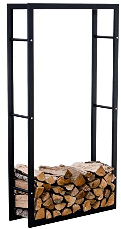 CLP Kaminholzregal Keri V3 I Kaminholzhalter Aus Metall In Schwarz Matt I Ohne Rückwand I In 8 Größen, Größe:25x80x150 cm
