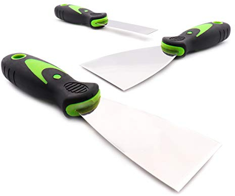 COTTAM Soft Grip Scraper Set of 3 (1, 2 & 3 Inch) for Wallpaper & Paint | Corrosion-resistant stainless steel blades, comfortable handles, flexible for stripping & firm for filling cracks & putty