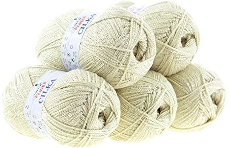 500g Strickgarn CILKA by VLNIKA Klassikgarn Strickwolle Häkelgarn Sommergarn, Farbe:beige