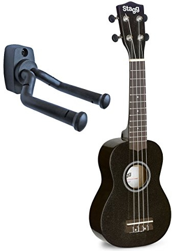 Stagg Sopran Ukulele + keepdrum Wandhalter (Schwarz)