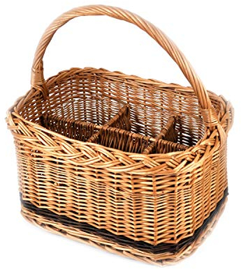 MyBer® Weidenkorb stabiler Flaschenkorb Tragekorb Korb aus Weide für 6 Flaschen K9-121-3