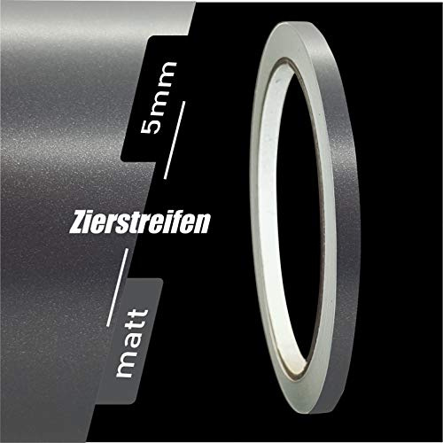 siviwonder Zierstreifen selbstklebend Folie Anthrazit Metallic Matt Dunkelgrau 5 mm x 10 m Rolle Dekorband Auto Motorrad Boot Fahrrad Caravan Pinstripe Klebeband für Konturmarkierung Linie Dekoration
