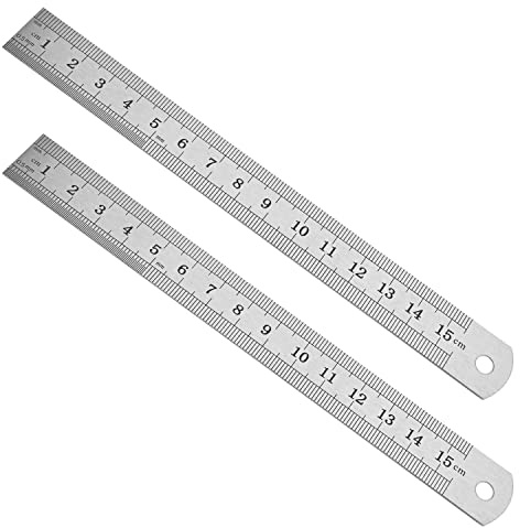 Utoolmart Gerades Lineal, 1 mm, metrisches Edelstahl-Lineal, 150 mm, Messwerkzeug mit Aufhängeloch, 2 Stück
