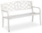 Relaxdays Gartenbank, Fleur de Lis Motiv, 2-Sitzer, Stahl, Garten und Terrasse, HxBxT: 86 x 127 x 60 cm, weiß-Bronze