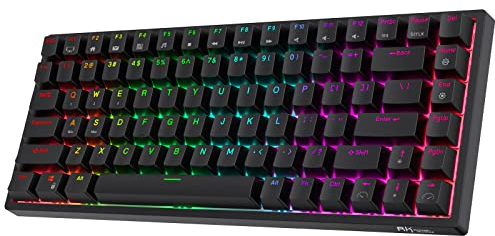 RK ROYAL KLUDGE RK84 Kabellose Bluetooth/2.4Ghz 75% RGB Mechanische Gaming-Tastatur, DREI Modi anschließbare Tastatur mit Hot-Swap-fähigem taktilem Braunem Schalter, Schwarz