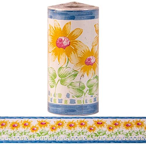 Dostear TapetenbordüRe Selbstklebende BordüRe Wand Wohnzimmer Tapeten Fliesenaufkleber Bad Dekoband Selbstklebend Kleine gelbe Blume 10 X 1000CM