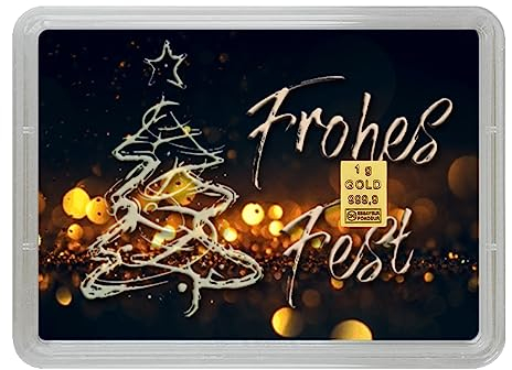Goldbarren 1g – Geschenk Motivbox “Frohes Fest” - Weihnachten - Feingold 999,9