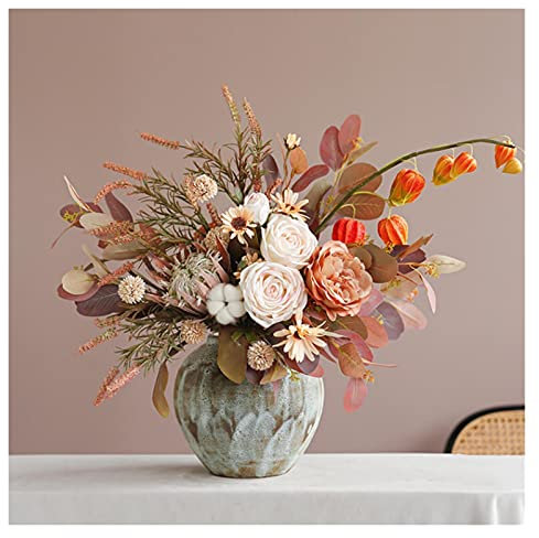 Bouquet Artificielle avec Vase Bouquet De Fleurs En Plastique Rose, Ensemble De Fleurs Artificielles Et De Vase, Utilisé Pour La Décoration De Bureau De Mariage À Domicile Arrangement de fleurs