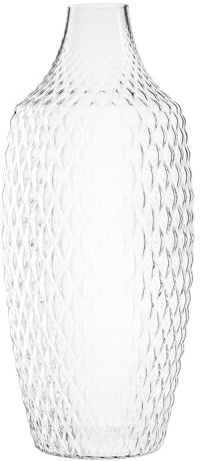 Leonardo Poesia Bodenvase aus Glas, handgefertigte Deko-Vase mit eltegant strukturierter Oberfläche für Pampagras Trockenblumen, Klar, Höhe: 60 cm, 076445