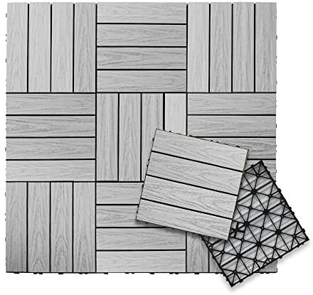 NewTechWood UltraShield Naturale 1 ft. x 1 ft. Quick Deck Outdoor Composite Deck Tile in Icelandic Smoke White (10 sq. ft. per Box)