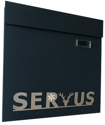 ICEBORN Briefkasten SERVUS anthrazit grau RAL 7016 mit Zeitungsfach Edelstahl, 370 x 370 x 100mm