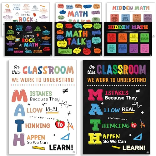 Jinniee 8 Opt Mathematik-Poster (25,4 x 35,6 cm), 4 Stück, Mathematik-Poster, Banner, Mathematik, Klassenzimmer, Must Haves