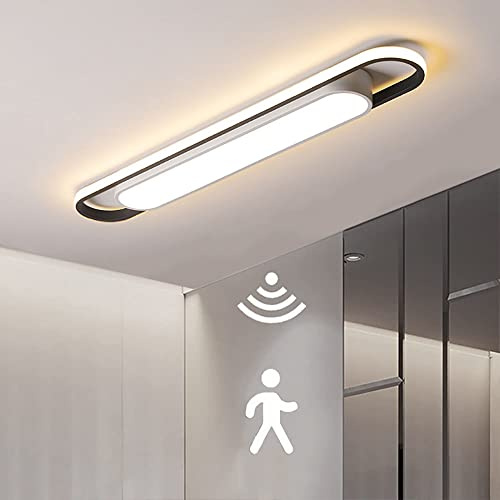 LED Deckenleuchte mit Bewegungsmelder Innen Sensorlampe 3000K Modern Flur Deckenlampe mit Bewegungssensor Deckenleuchteung für Treppe Veranda Wohnzimmer Badezimmer Balkon Keller Garage Büro (60cm)