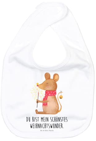 Mr. & Mrs. Panda Organic Babylätzchen Maus Weihnachten - Geschenk, Babylätzchen Alltagstauglich, Esslätzchen Baby, Wintermotiv, Babylätzchen