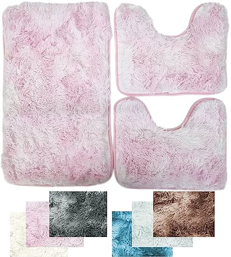 Luga Set 3 pz Tappetini TAPPETO da bagno antiscivolo Pelo Lungo Soffice (3PZ/LFT-5)