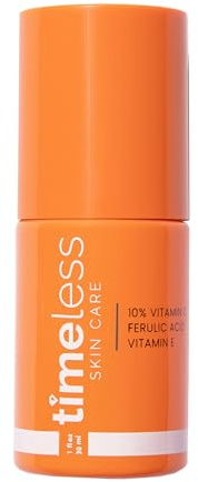 Timeless Skin Care Vitamin C Serum with Vitamin E & Ferulic Acid - Brightening Serum - for Oily & Dry Skin - Fragrance-Free - 1.7 Fl Oz