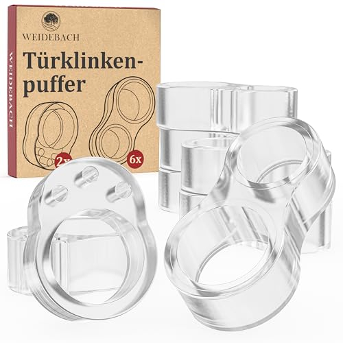 WEIDEBACH® robuster Türklinkenpuffer für jede Türklinke, 2x Kreisform, 6x in 8-Form Türstopper, transparenter Wandschutz Türklinke, Türpuffer schützt vor Schrammen, Wandtürstopper, Wandschutz