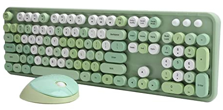 104 Key Cute Keyboard and Mouse Set, Retro Typewriter Style, Improved Office Efficiency, Multimedia Button, Ergonomic Design, Intelligent Power Saving, USB Drive Compatibility
