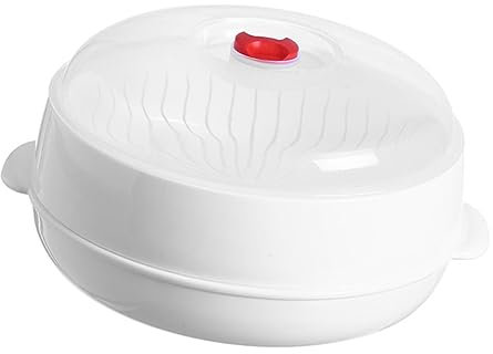 FUNOMOCYA Microwave Steamer Food Steamed Holder Round Single Layer Kitchen Steaming Rack Household Cookware Suitable for Microwave Oven Cooking Vegetables Fish Rice