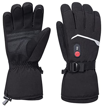 Heizhandschuhe, warm, Heiz-Touchscreen-Handschuhe, Lade-Heizhandschuhe, Outdoor-Reiten, Skifahren, Golfhandschuhe (Farbe: Schwarz, Größe: XXL)