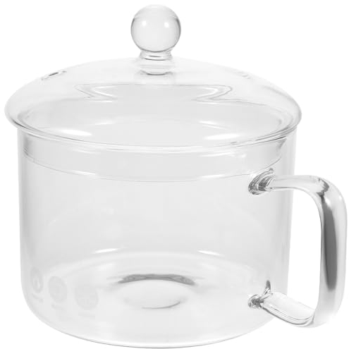 Alipis Olla De Vidrio Transparente Tazón De Sopa De Vidrio Con Tapa Y Asa Utensilios De Cocina De Vidrio Para Fideos Pasta Sopa Cereales Frutas Microondas Lavavajillas Horno Transparente