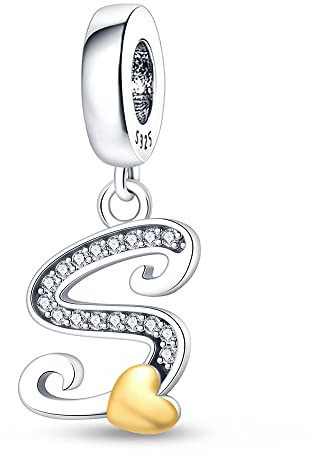 LIGHTDOG 925 Sterling Silber Charms A-Z Alphabet Perlen für Europa & Pandora Armbänder 26 Alphabet Zirkonia Charmes Buchstaben