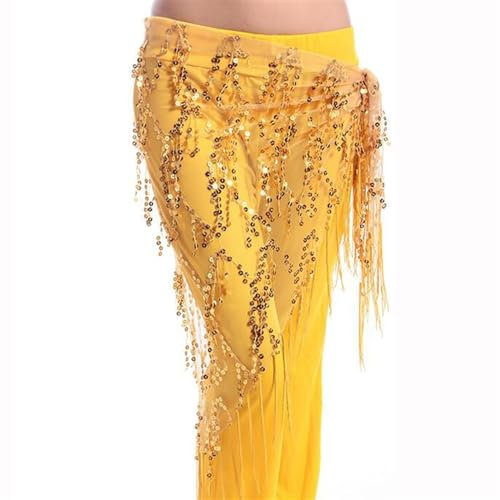 Hüfttuch Bauchtanz Bauchtanz Kleidung Zubehör Dehnbar Langer Quaste Dreieck Gürtel Hand Häkeln Bauchtanz Hüfte Schal 889 (Color : Yellow, Size : 1)