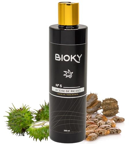 Bioky Aceite de Ricino para el Cabello – Aceite de Castor Premium Multiusos: Pestañas, Piel, Pelo – 100% Puro y Natural – Organic and Cold Pressed - Incluye Guía Descargable – 250ML