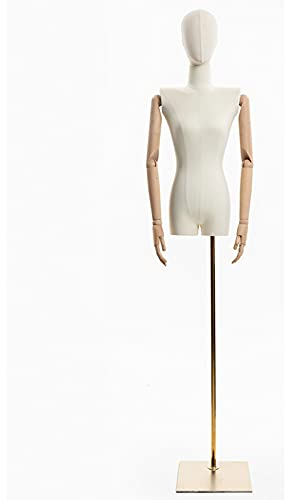 NBHDEK Höhenverstellbare weibliche Schneiderpuppe zum Kleidernähen, Schülerdisplay mit flachem Schulterdesign, Ständer und Kopf, Ladengarderobe