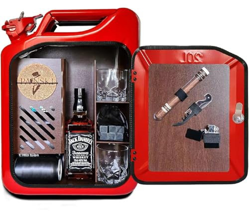 POCDOKYZ 20L personalisierte Dosen-Minibar, Schrank-Gastank-Bar, kompaktes Gastank-Whisky-Schrank-Set für Männer, für Papa, Ehemann oder Freund,A