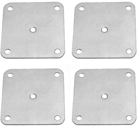 4 placas planas de reparación de patas de muebles de madera, 80 x 80 mm, placas de montaje para cama, sofás, sillas, mesa, 5 agujeros