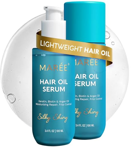 MAREE Hair Oil for Frizzy and Damaged Hair with Vitamins A, E, B5, 2 PACK - Anti Frizz Control Sérum for Curly Women & Men - Aceite de Argán Para el Cabello - Biotin Keratin Antifrizz Products