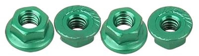 Generisch 4/10p CNC Aluminiumlegierung Flansch Sicherungsmutter M4 Mehrfarbig for 1/10 1/14 RC Auto LKW Crawler Drift TRX4 SCX10 SCANIA Universalteil(Green 10pcs)