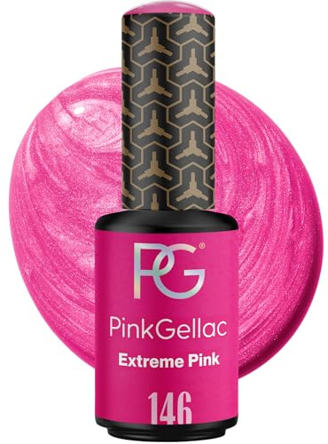 Pink Gellac Gel Nagellack UV, Veganes Nagelgel - 146 Extreme Pink 8 ml | Gelnagellack für UV Lampe, Einfache Anwendung Nail Polish für 14 Tage Salonqualität, Gellack Made in Holland