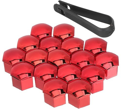 Gatuida 20 Stück Radmutterabdeckungen 21mm Elektropoliert Rot Mit Montagewerkzeug Radbolzen Schutz Für Auto Räder Staub Und Rostschutz